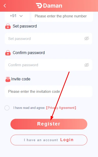 Click register button